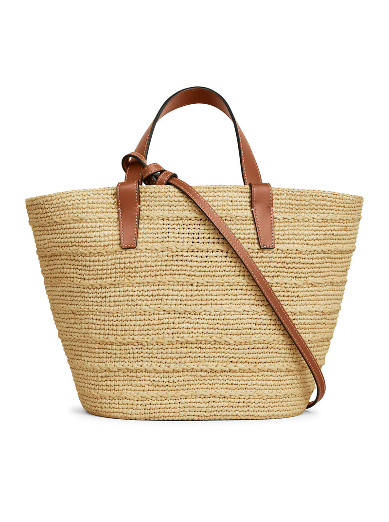 CELINE CLASSIC PANIER TEEN BAG IN RAFFIA AND SOFT CALF LEATHER