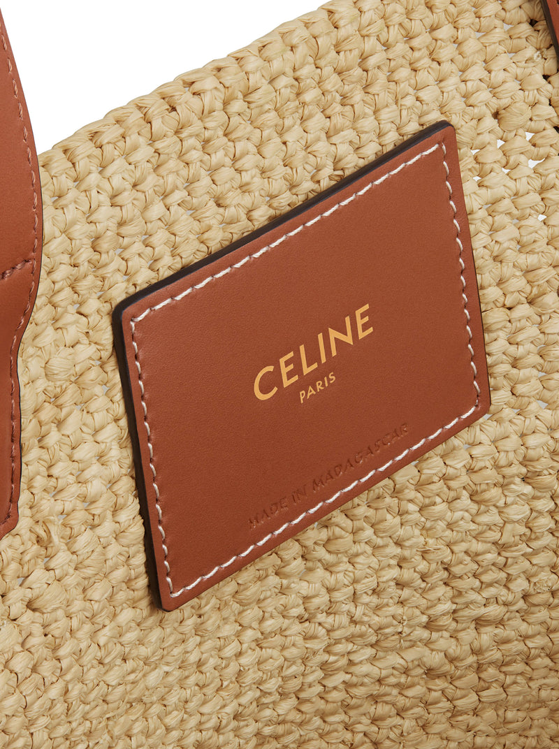 CELINE CLASSIC PANIER TEEN BAG IN RAFFIA AND SOFT CALF LEATHER