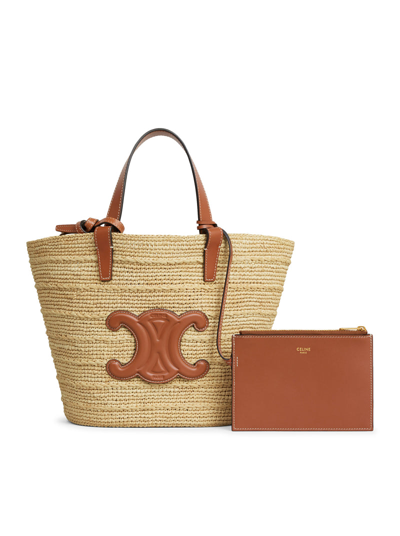 CELINE CLASSIC PANIER TEEN BAG IN RAFFIA AND SOFT CALF LEATHER