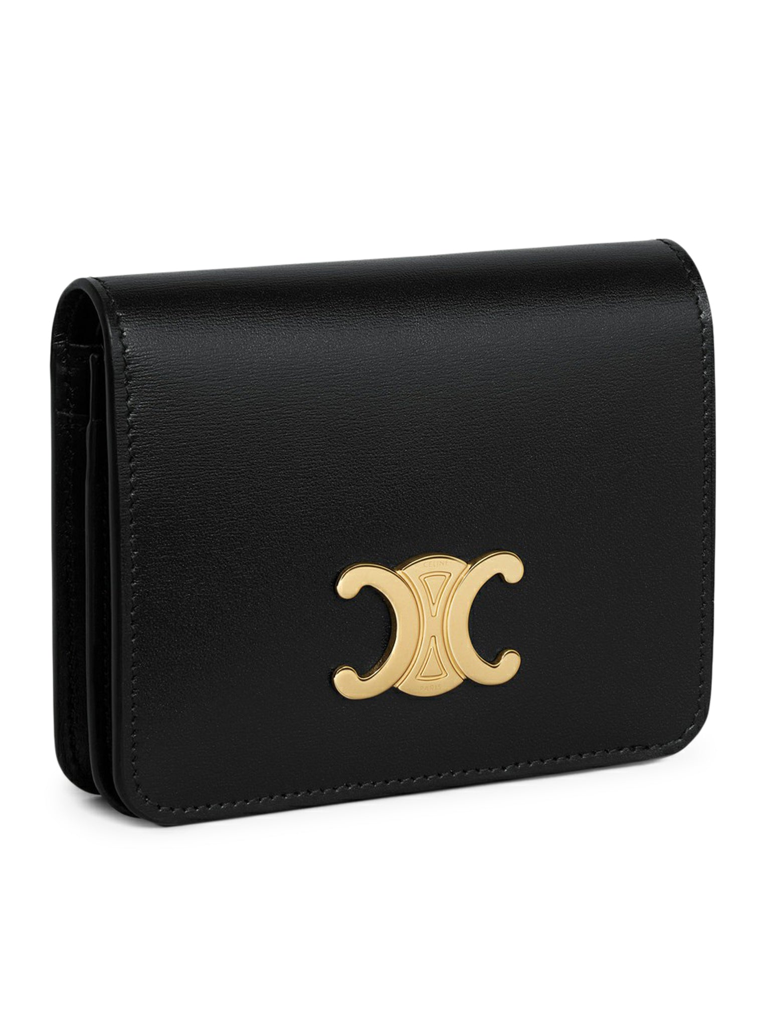 TRIOMPHE COMPACT WALLET IN POLISHED CALF LEATHER