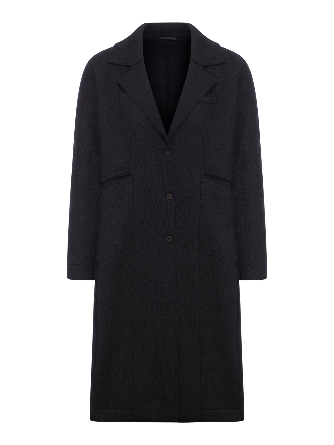 Regular fit coat with boiled wool lapel collar