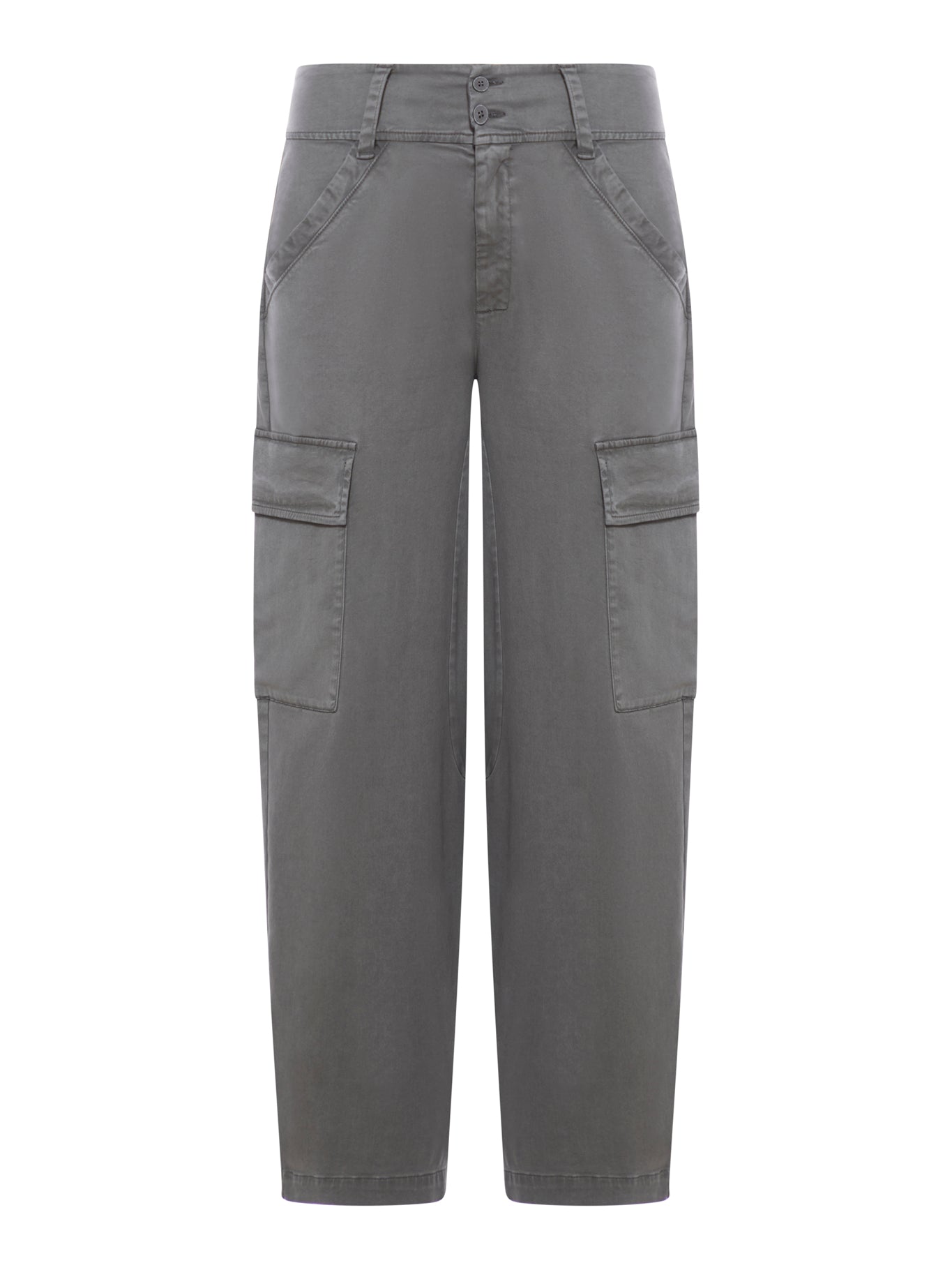 Stretch cotton satin cargo pants