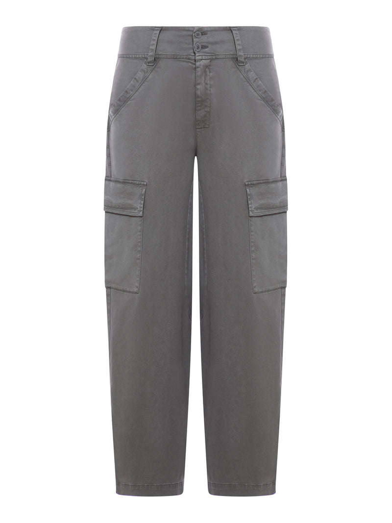 Stretch cotton satin cargo pants