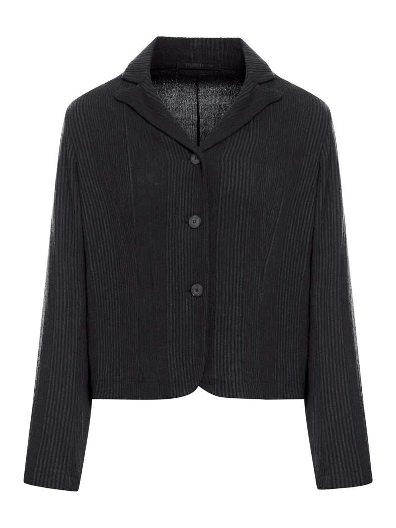 Regular fit jacket in embossed pinstripe wool blend