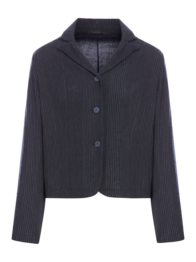 Regular fit jacket in embossed pinstripe wool blend