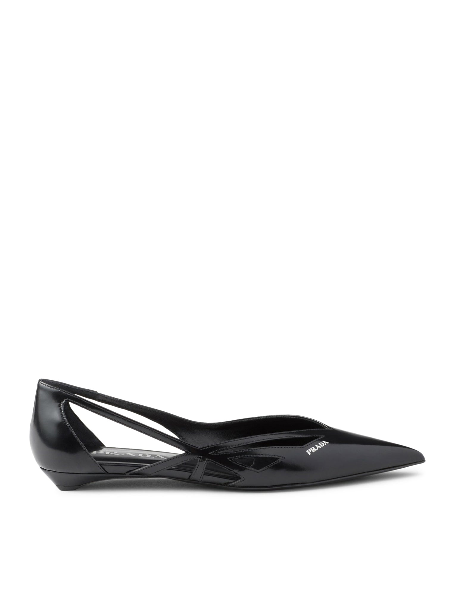 Brushed leather cut-out ballerinas