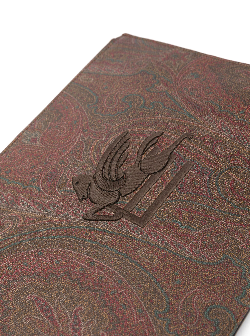 Clutch with jacquard paisley print