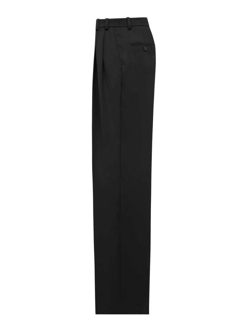 HIGH-WAISTED, STRAIGHT-LEG TROUSERS WITH DOUBLE PLEAT AND CENTRE CREASE