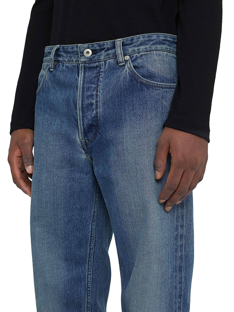 logo-patch cotton tapered jeans