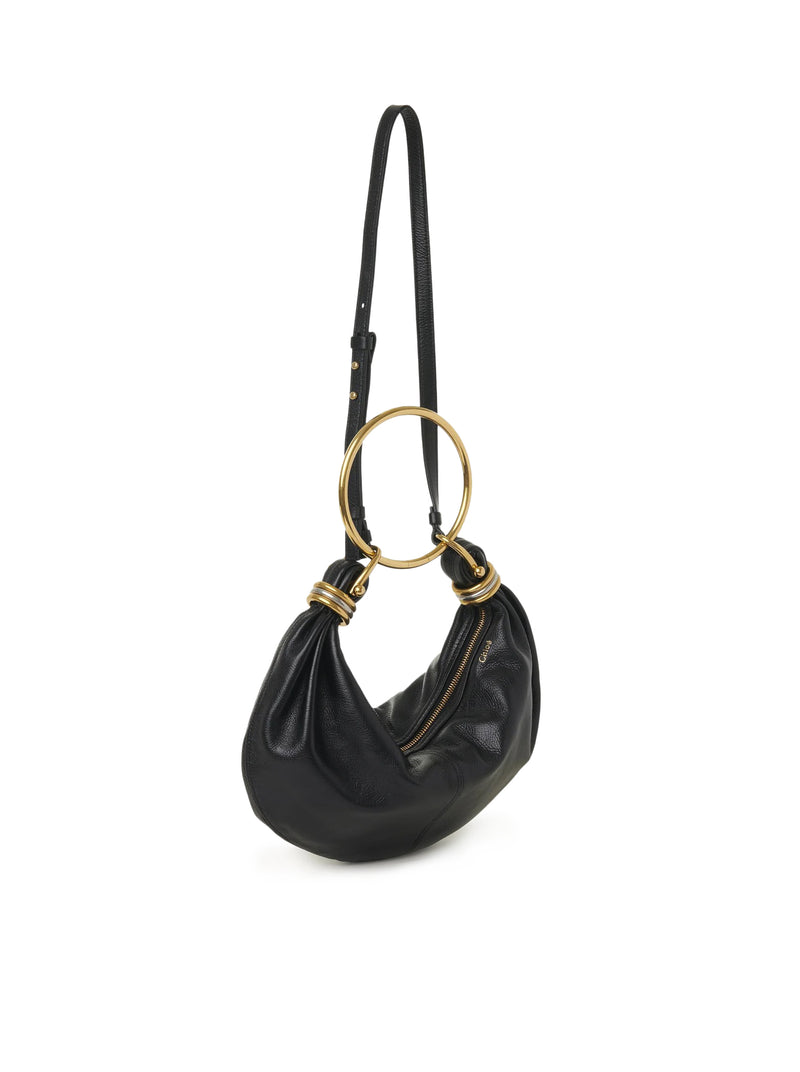 SMALL BRACELET HOBO BAG IN GRAINED LEATHER