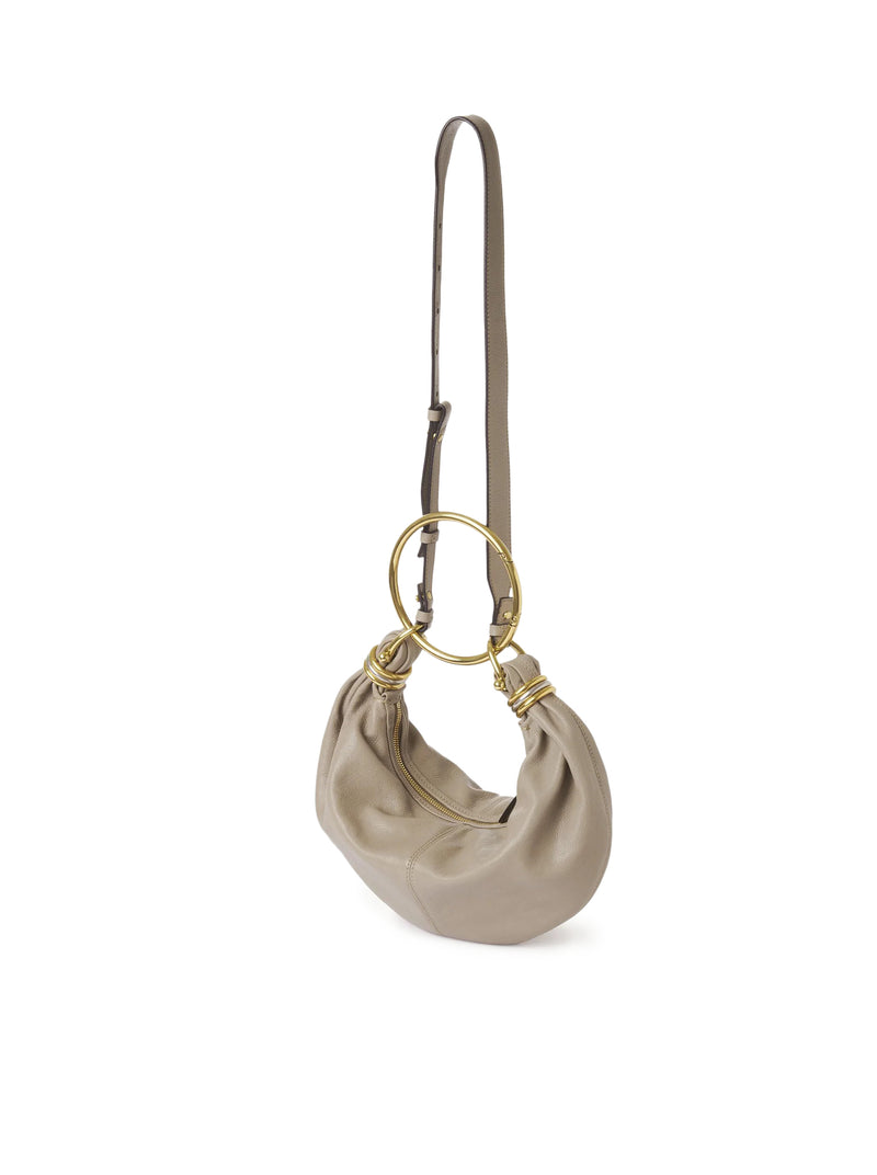 SMALL BRACELET HOBO BAG IN GRAINED LEATHER