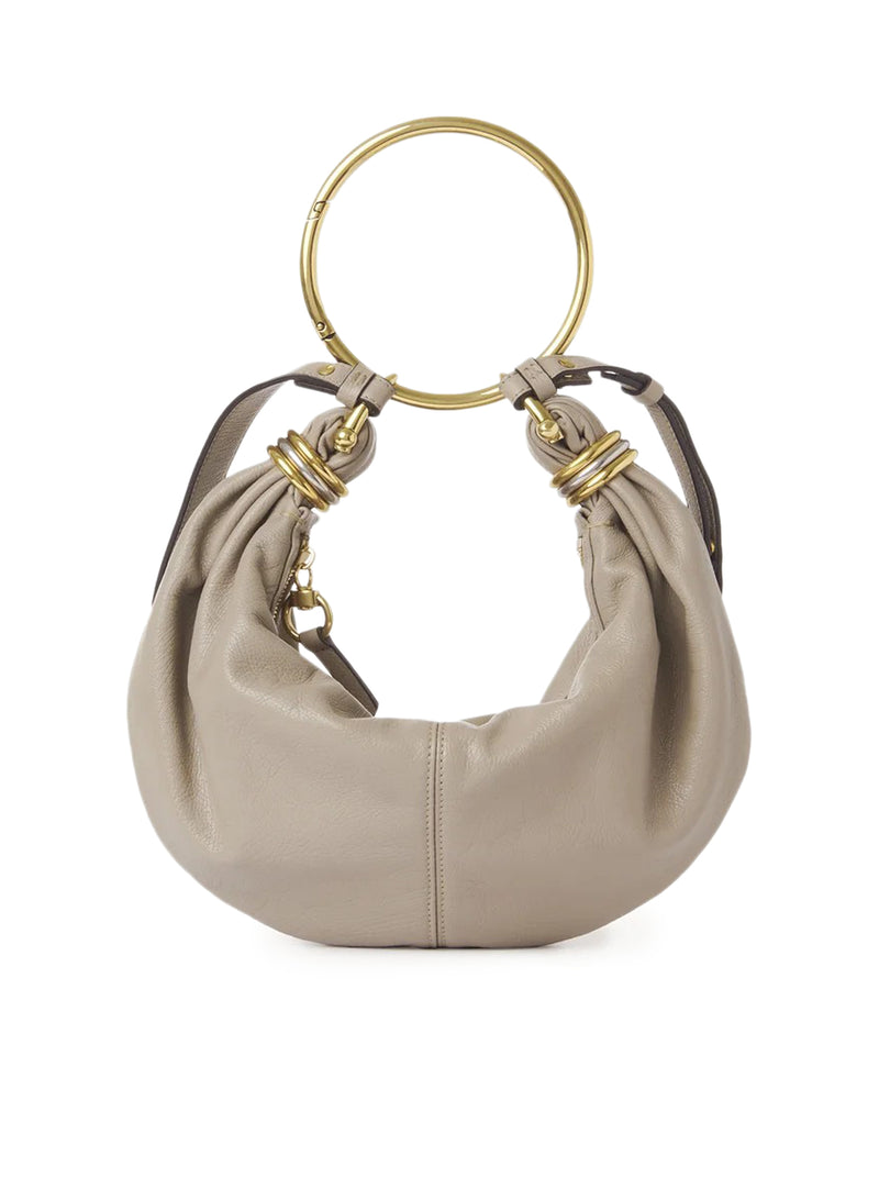 SMALL BRACELET HOBO BAG IN GRAINED LEATHER