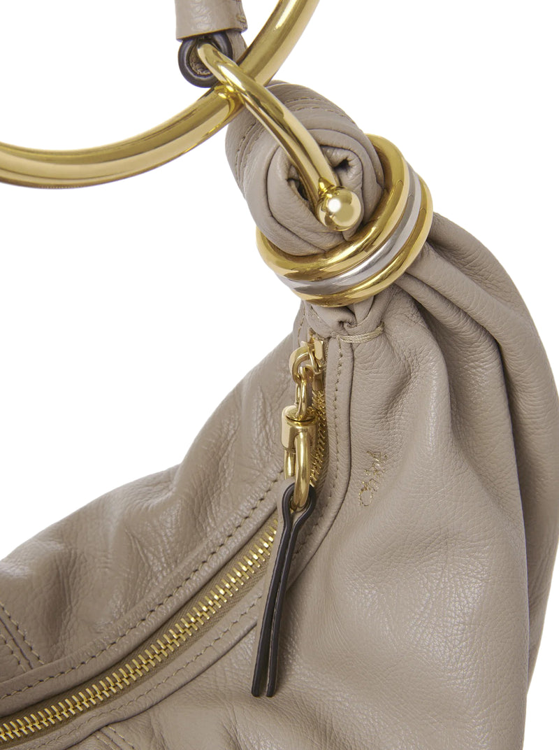 SMALL BRACELET HOBO BAG IN GRAINED LEATHER