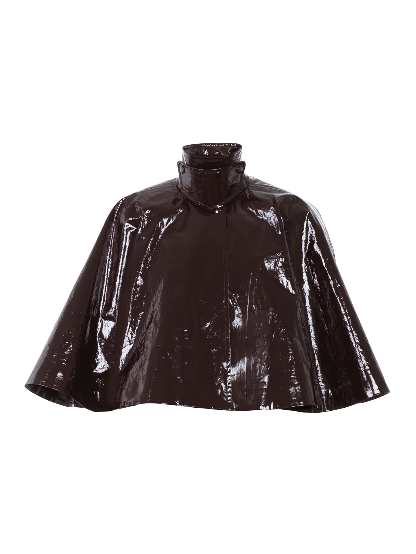 Short poncho in lacquered cotton