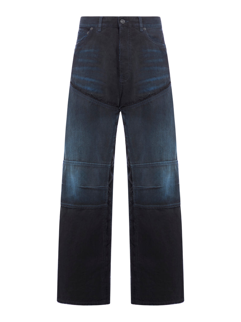 DOUBLE KNEE PANTS BLACK DENIM KUROKI