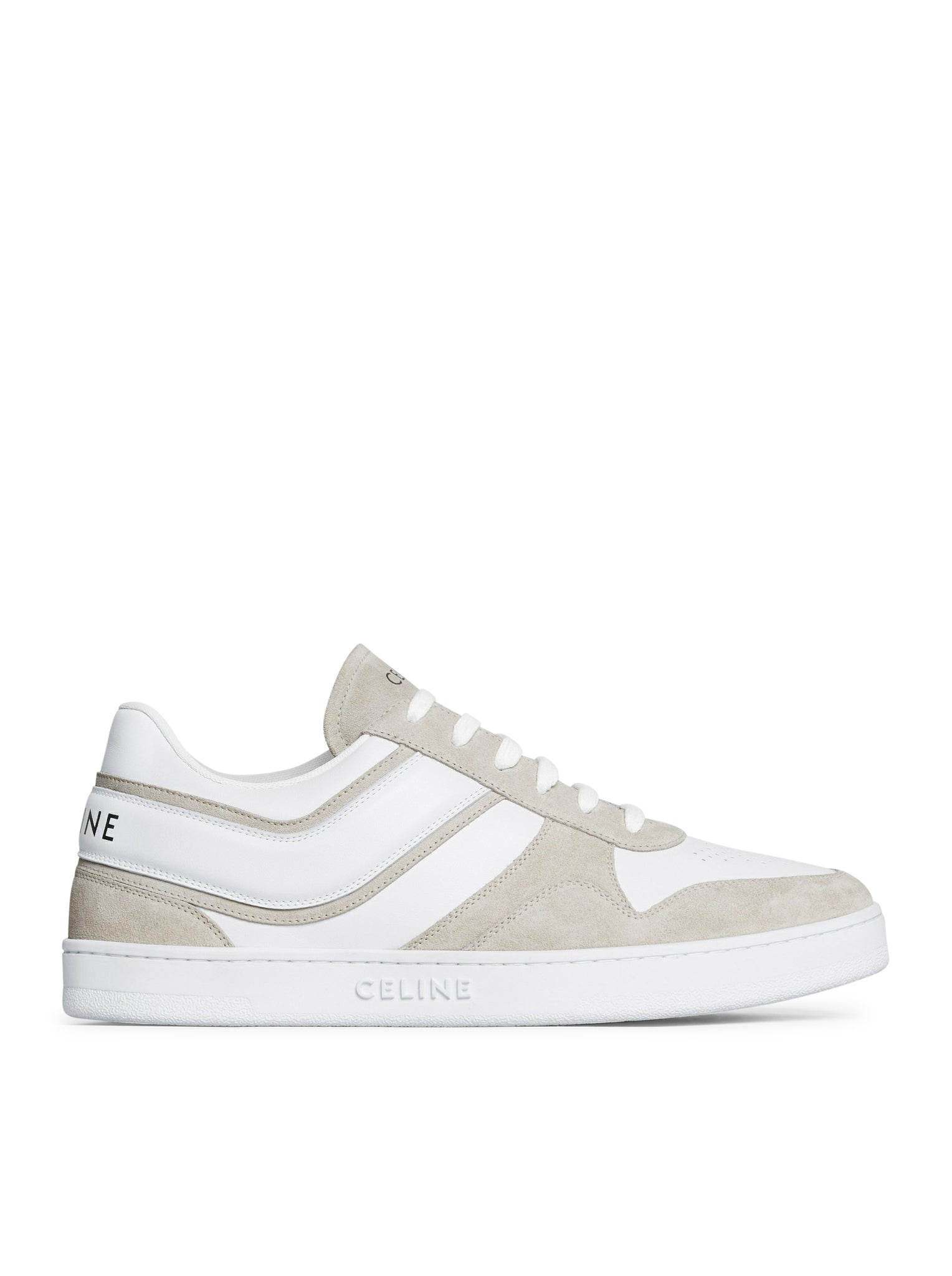 CELINE TRAINER LOW LACE-UP SNEAKER IN SUEDE CALFSKIN AND CALFSKIN