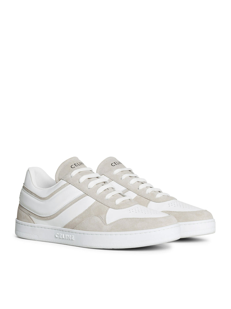 CELINE TRAINER LOW LACE-UP SNEAKER IN SUEDE CALFSKIN AND CALFSKIN