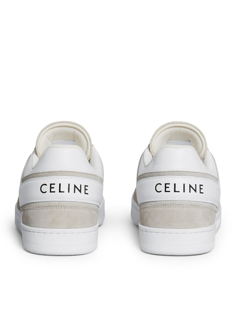 CELINE TRAINER LOW LACE-UP SNEAKER IN SUEDE CALFSKIN AND CALFSKIN