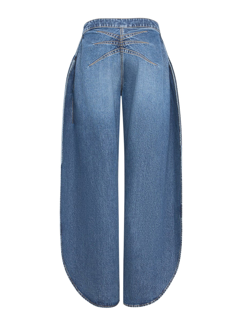 STONE WASHED DENIM ROUNDED JEANS