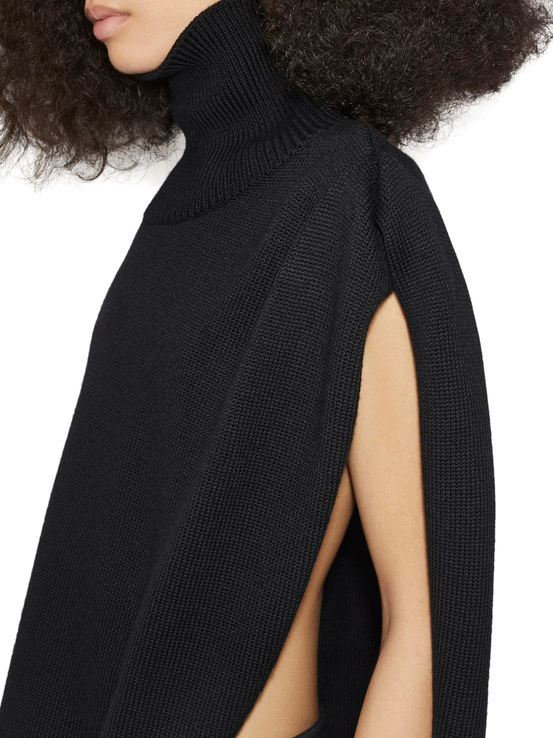 ASYMMETRICAL KNITTED CAPE PULLOVER