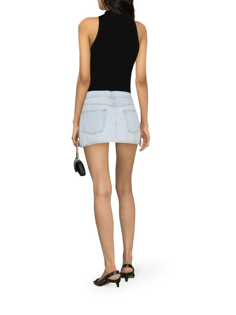 Asymmetrical denim miniskirt