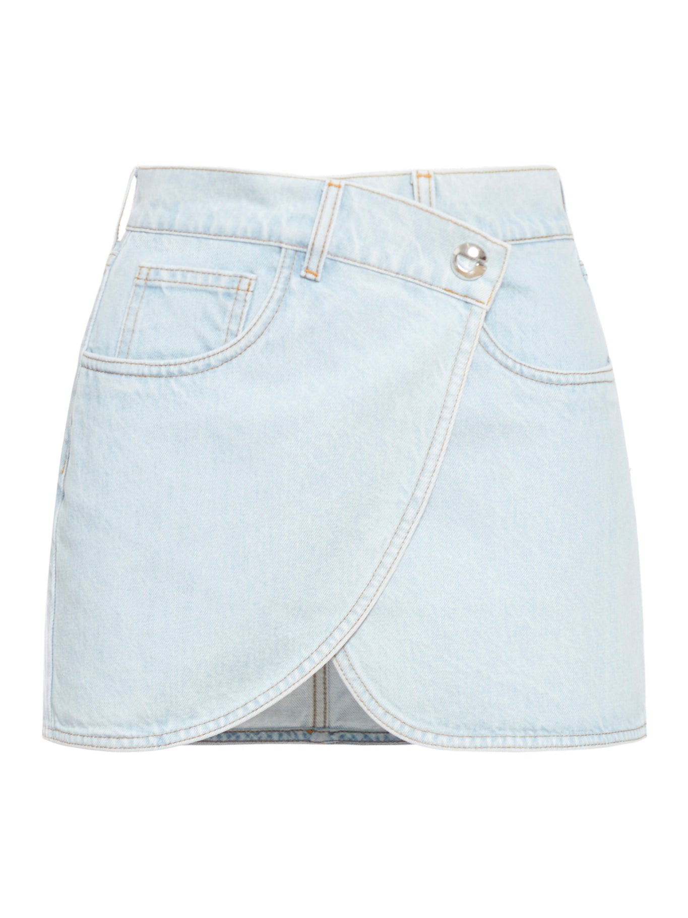 Asymmetrical denim miniskirt