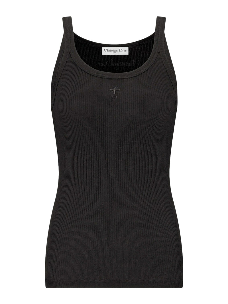 RIBBED WHITE COTTON JERSEY TANK TOP