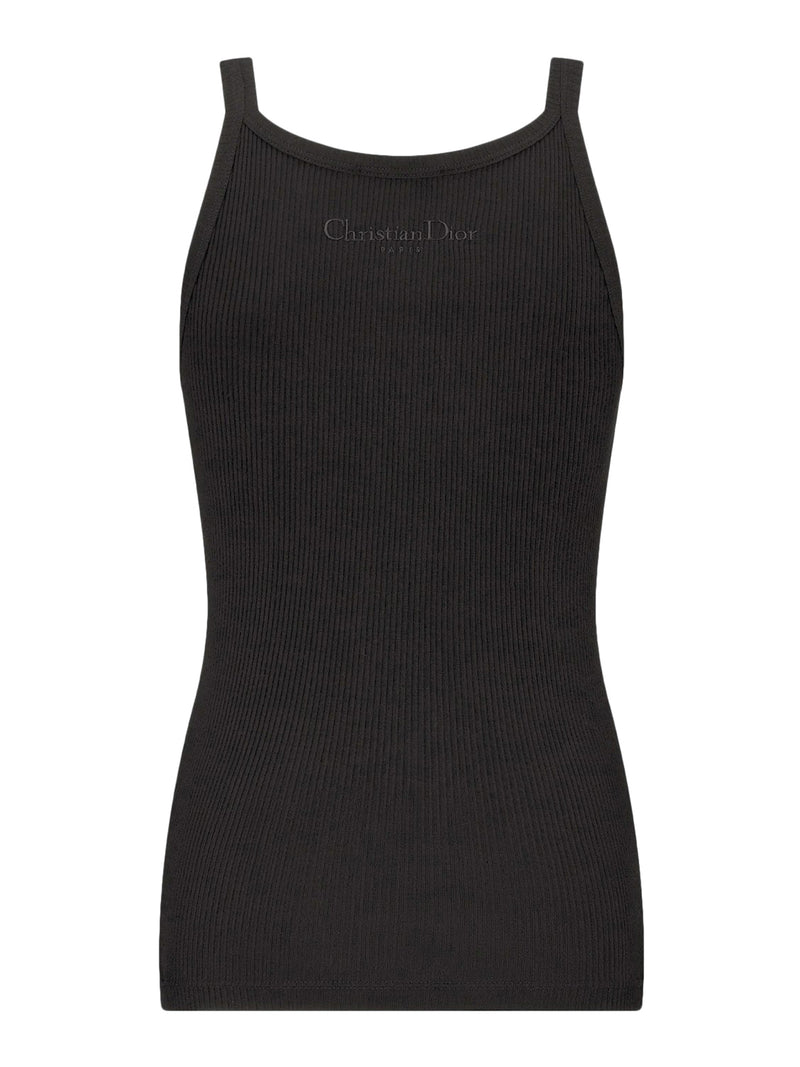 RIBBED WHITE COTTON JERSEY TANK TOP