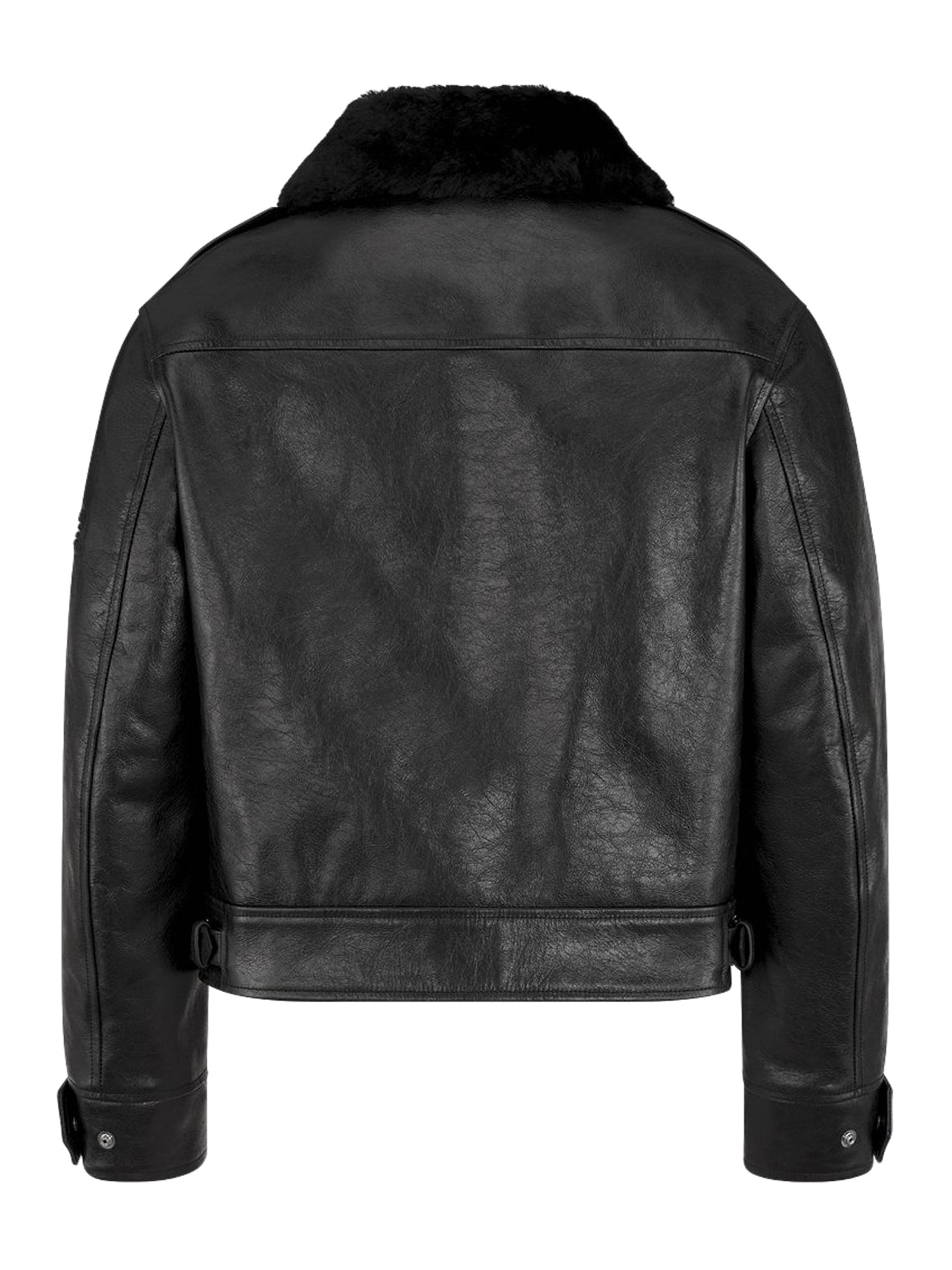 Black Taurillon leather jacket with white Miss Dior Graffiti signature