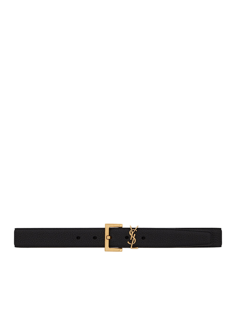 CASSANDRE BELT WITH SQUARE BUCKLE IN HAMMERED LEATHER