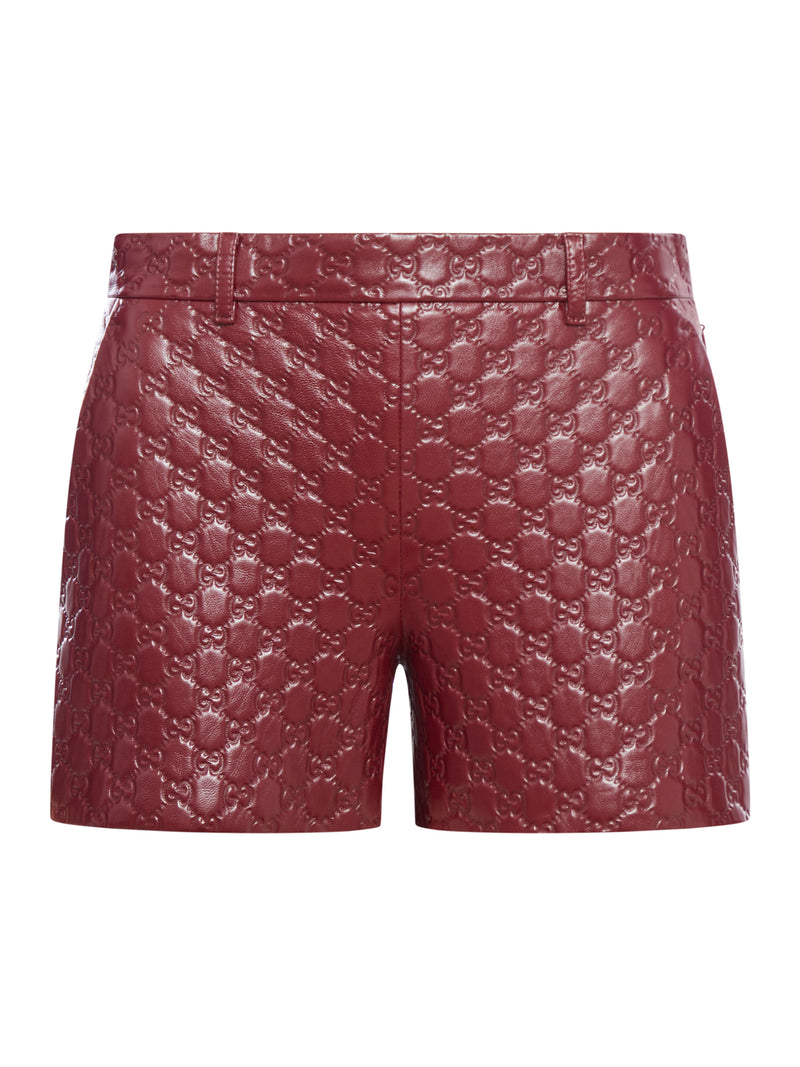 LEATHER SHORTS WITH GG IN RELIEF