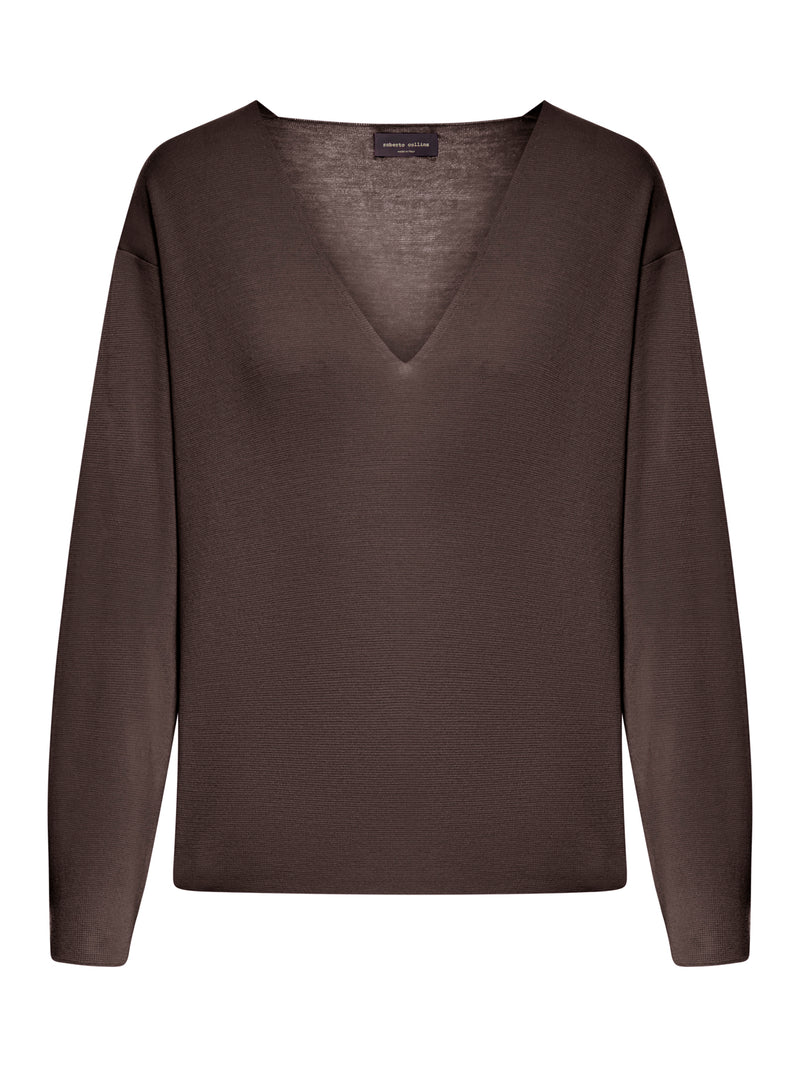 ASYMMETRIC V-NECK SWEATER