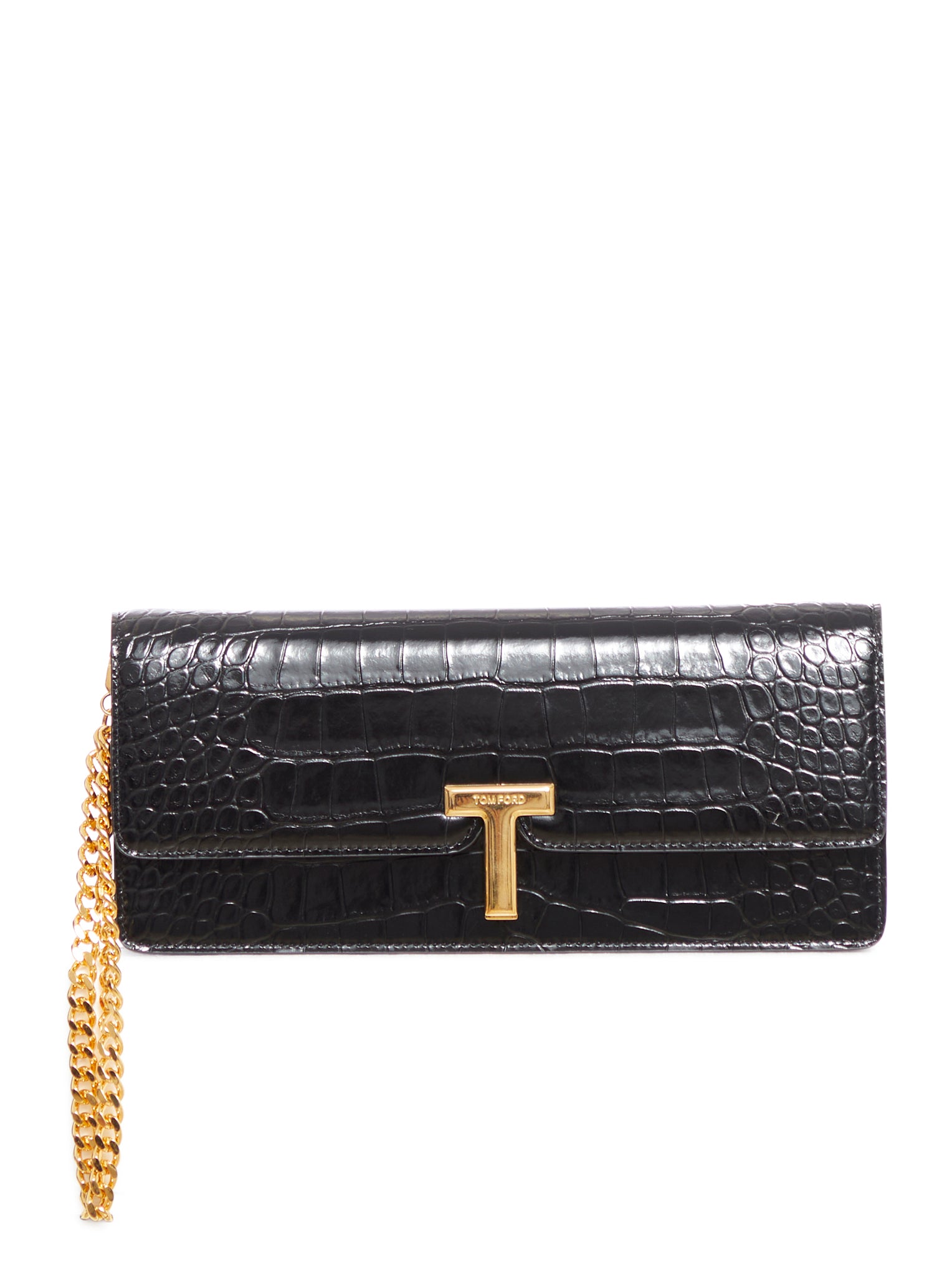 EMBOSSED CROCODILE LEATHER CLUTCH