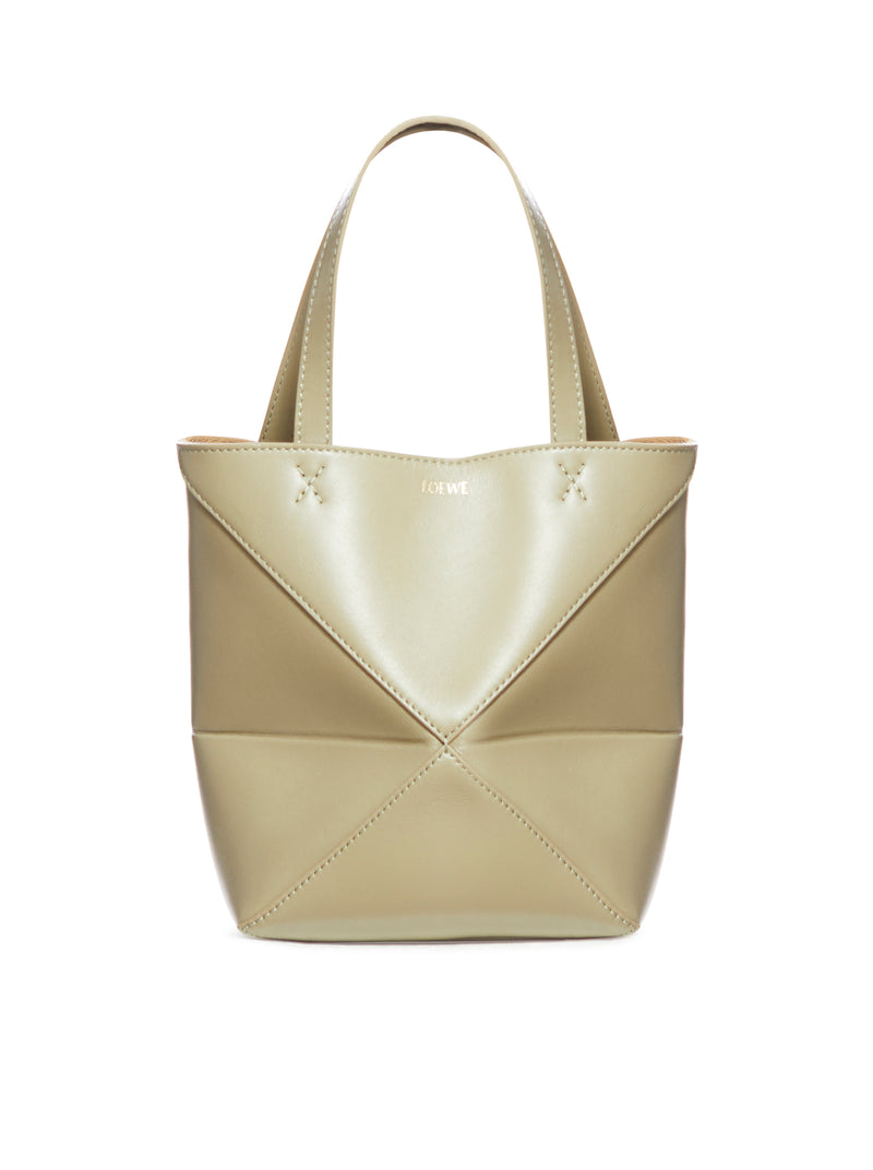 Puzzle Fold Tote mini bag in shiny calfskin