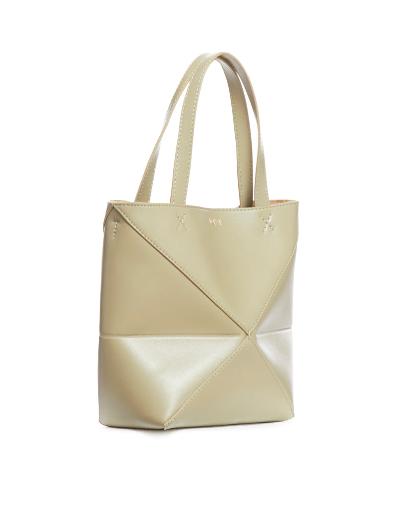 Puzzle Fold Tote mini bag in shiny calfskin