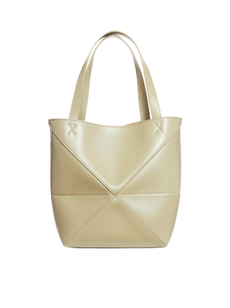 Puzzle Fold Tote mini bag in shiny calfskin