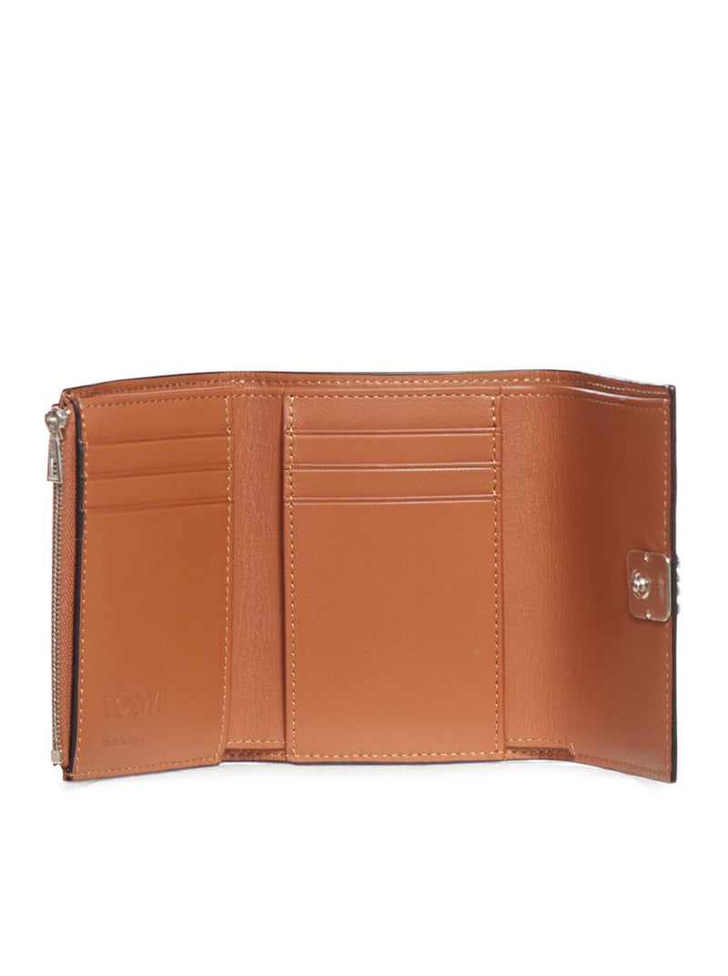 Anagram small vertical wallet in pebble grain calfskin