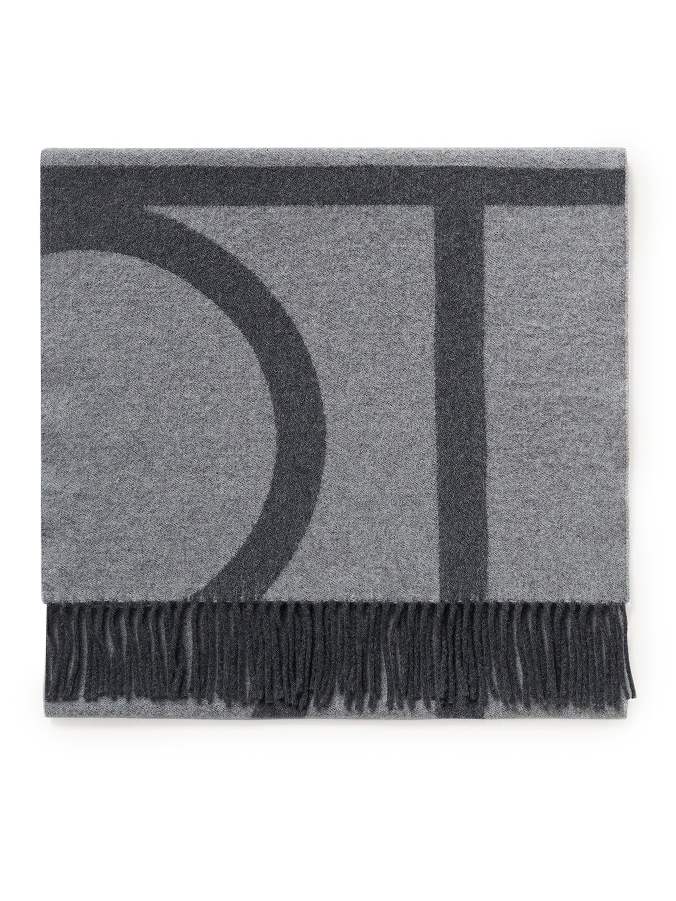 Monogram jacquard wool scarf dark grey mélange