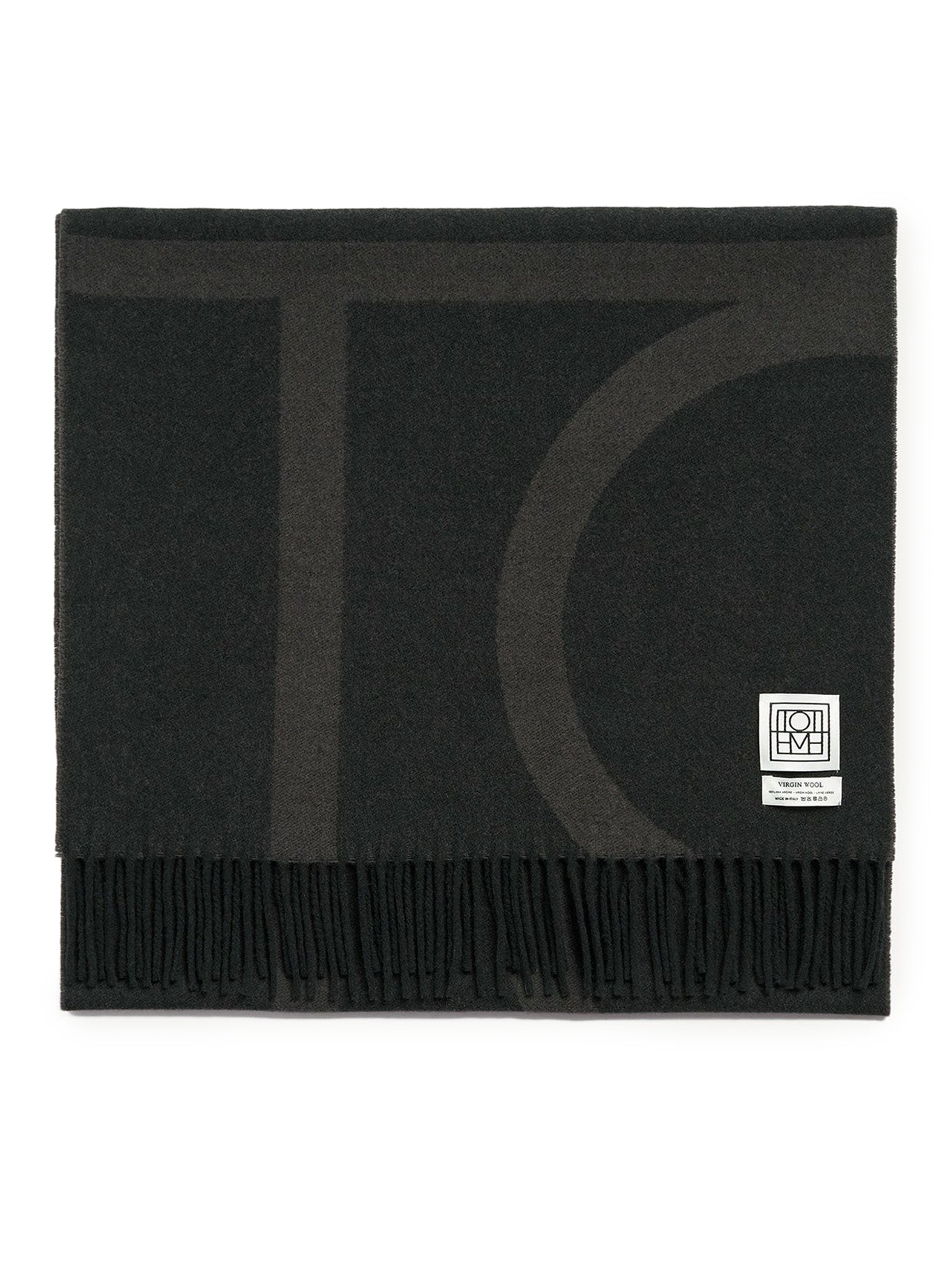 Monogram jacquard wool scarf charcoal mélange