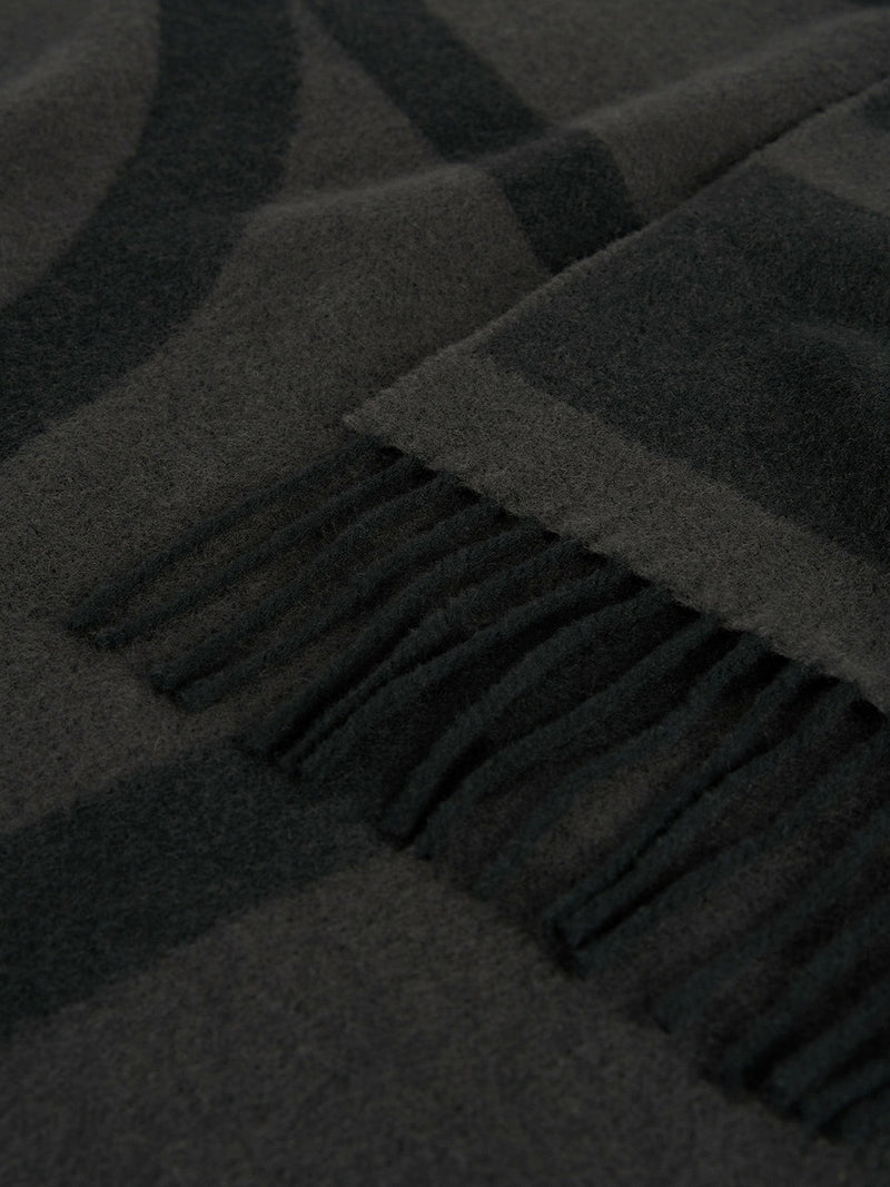 Monogram jacquard wool scarf charcoal mélange