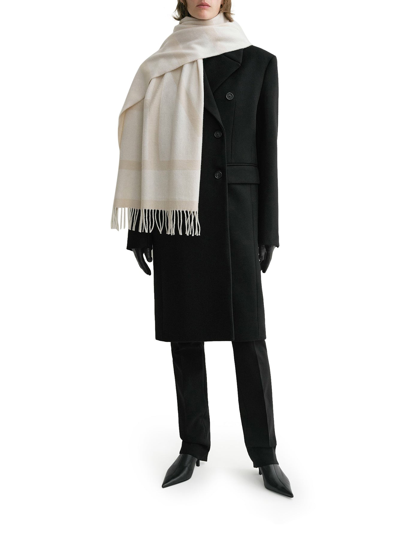 Monogram jacquard wool scarf bone