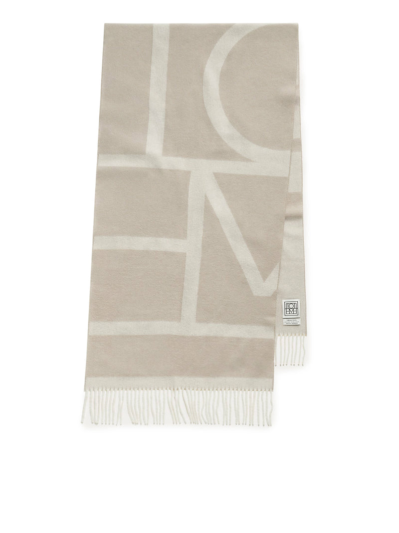 Monogram jacquard wool scarf bone