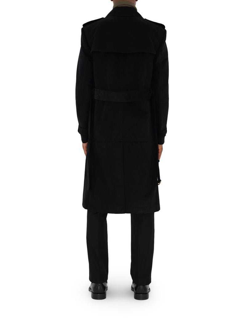 Long nylon and cotton trench coat