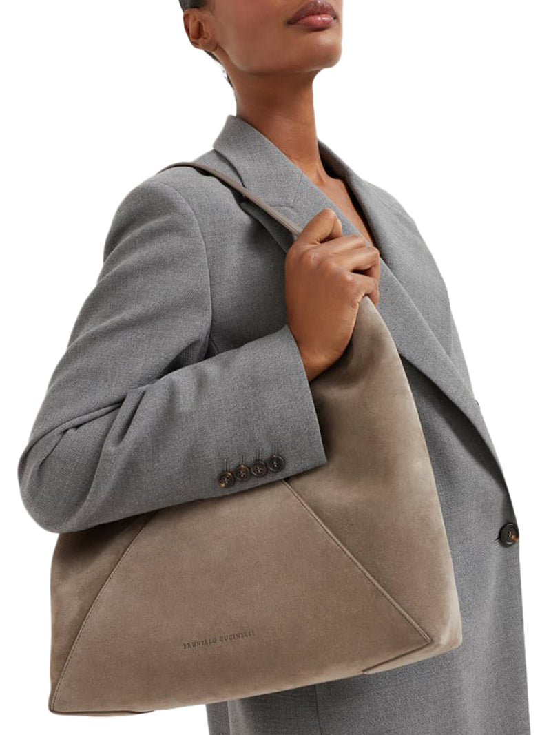 Suede calfskin hobo bag