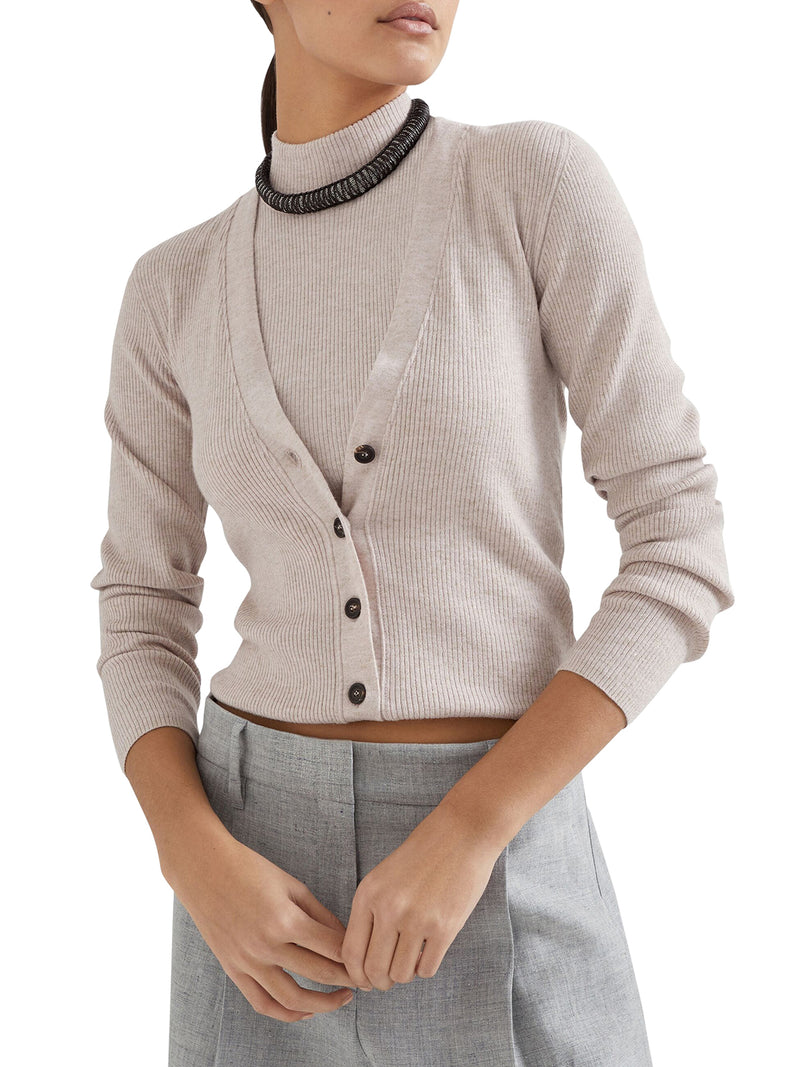 Sparkling ribbed cashmere cardigan