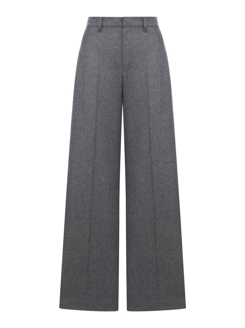 Loose trousers in virgin wool and cashmere flannel