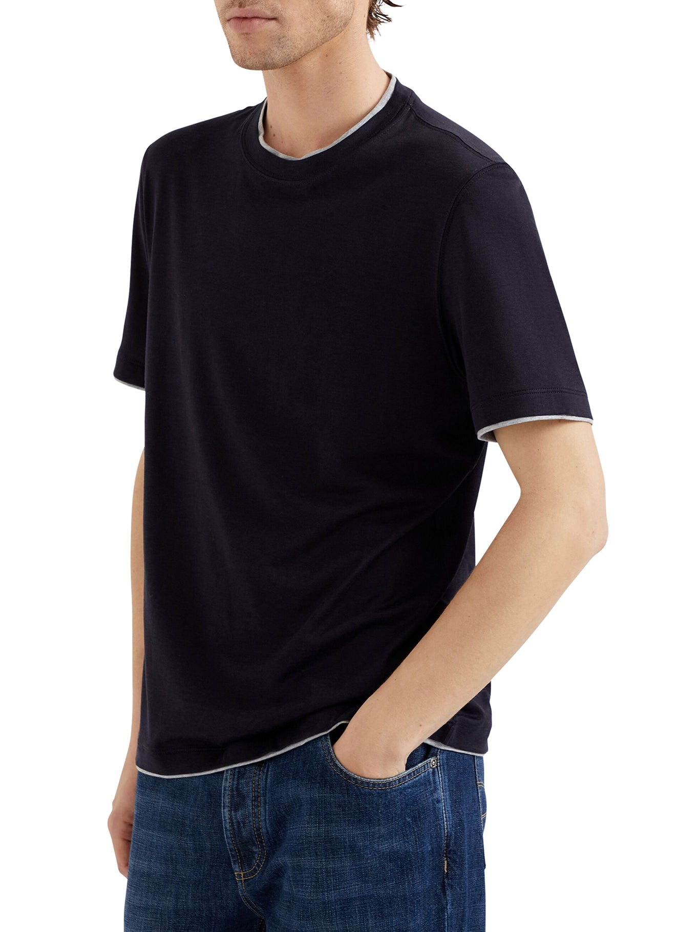 Jersey T-shirt with contrasting edging