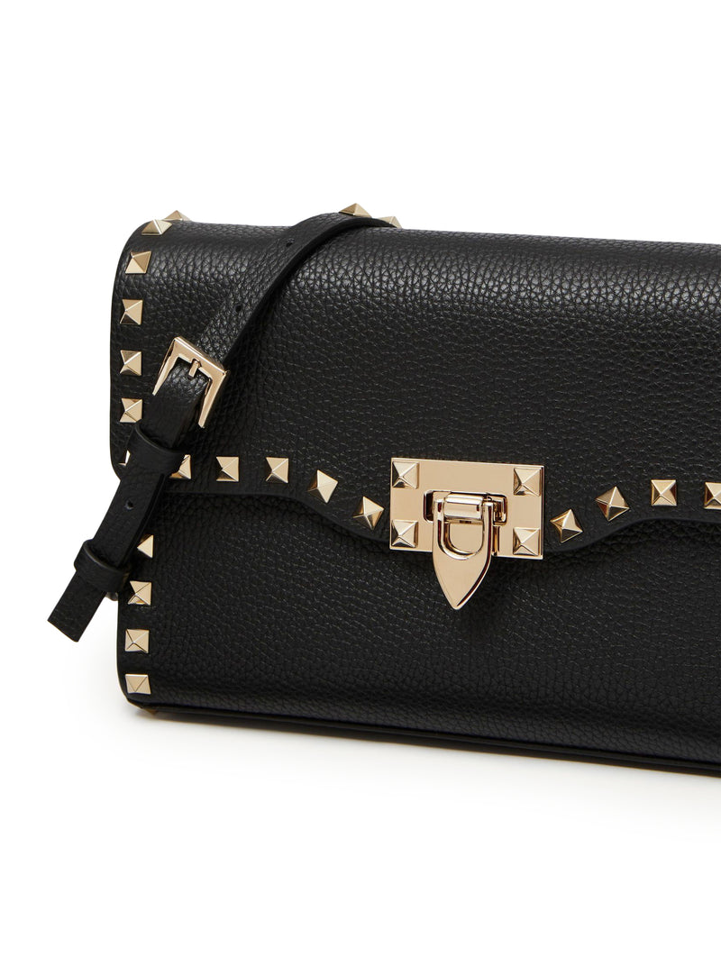 SMALL ROCKSTUD CROSSBODY BAG IN GARNET CALFSKIN