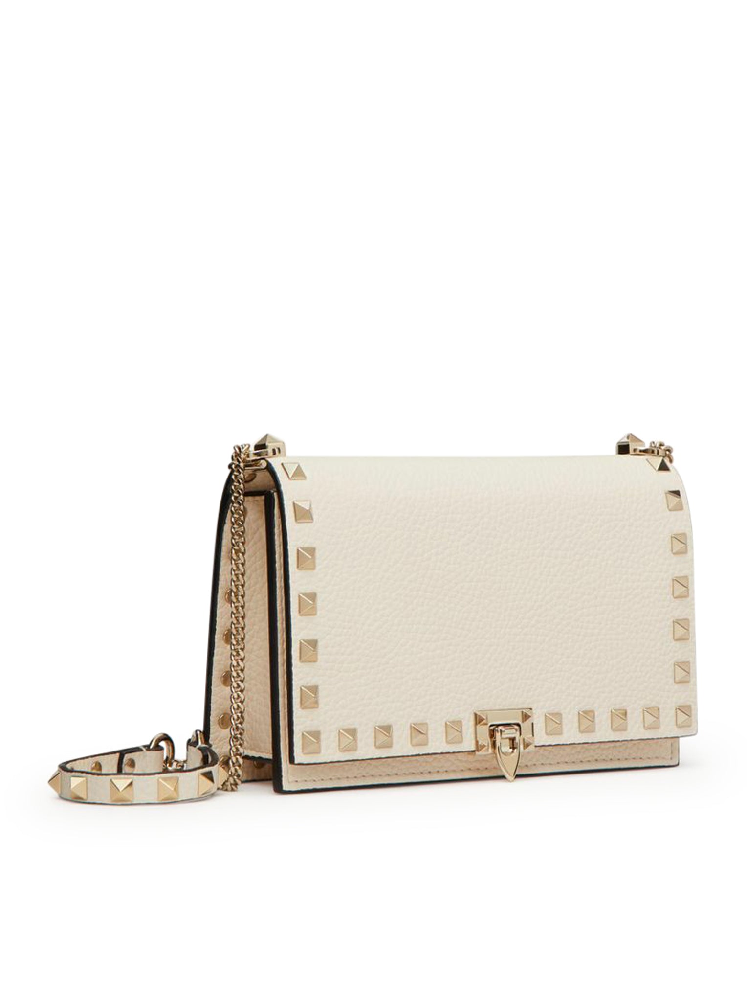 POUCH WITH ROCKSTUD CHAIN IN GRAINED CALFSKIN