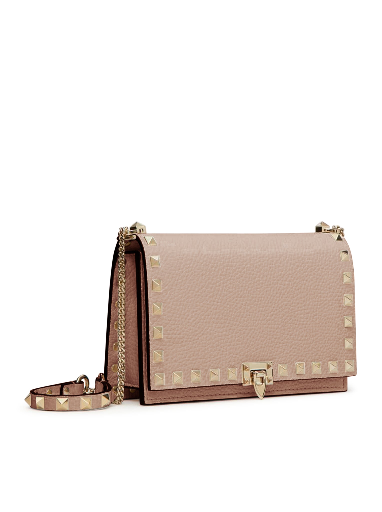 POUCH WITH ROCKSTUD CHAIN IN GRAINED CALFSKIN